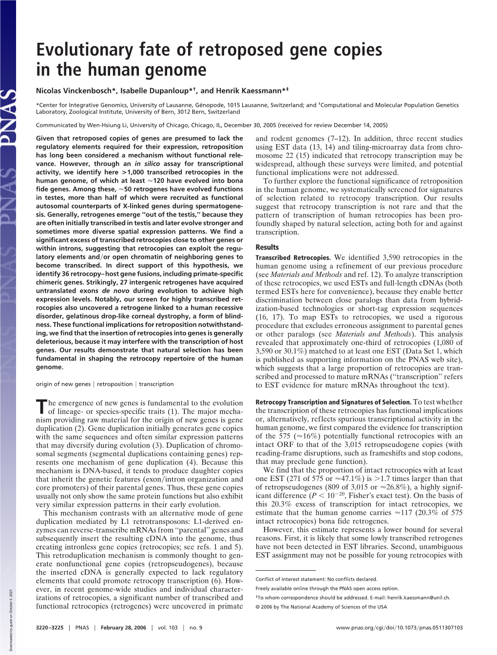 Evolutionary Fate of Retroposed Gene Copies in the Human Genome