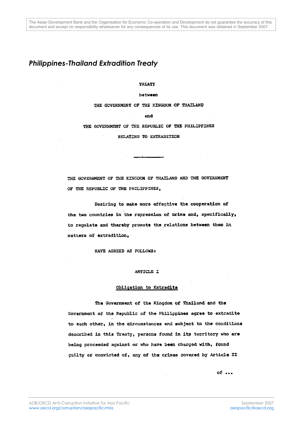 Philippines-Thailand Extradition Treaty