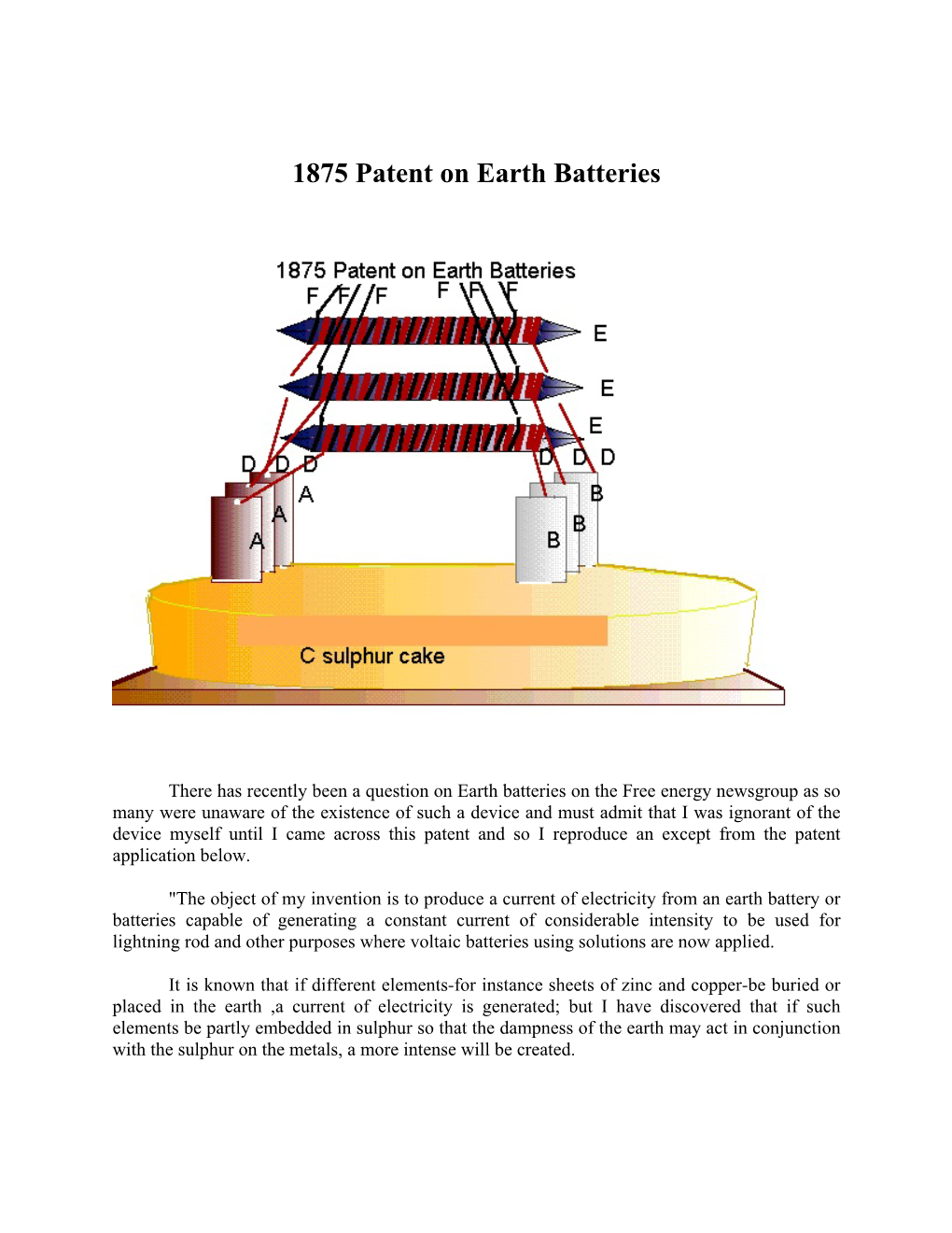 1875 Patent on Earth Batteries