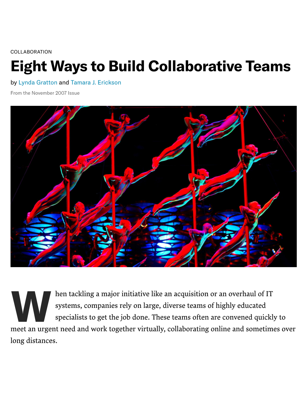 Eight Ways to Build Collaborative Teams by Lynda Gratton and Tamara J