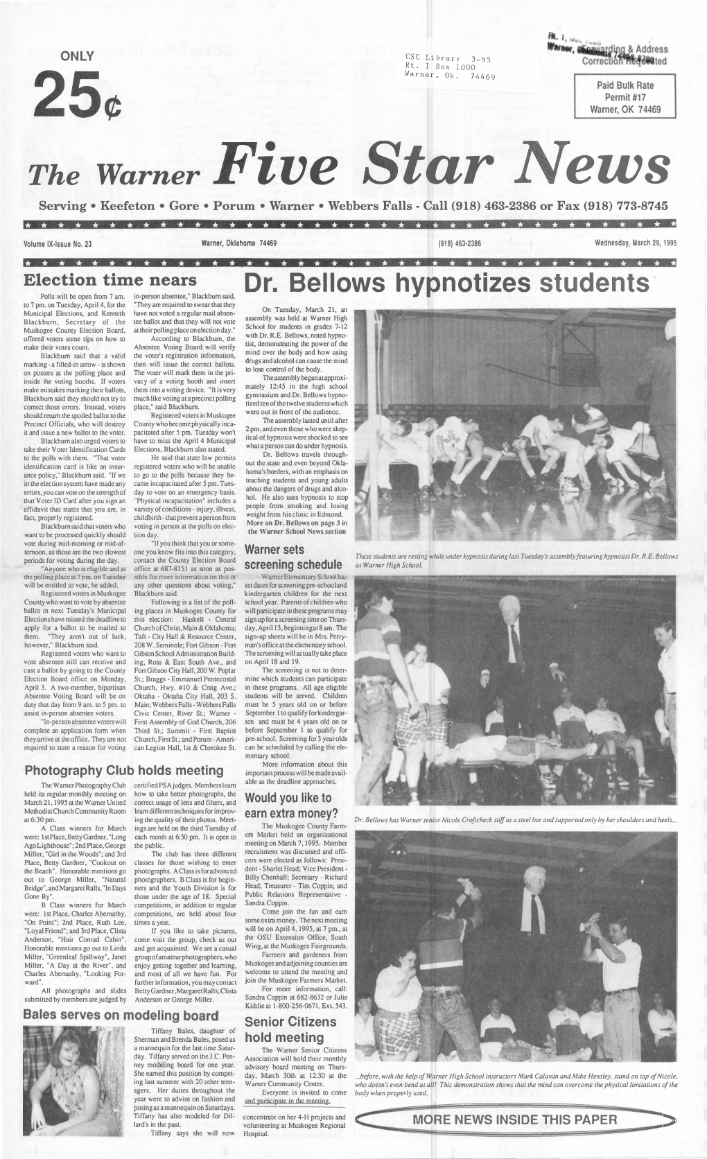 The Warner Dr. Bellows Hypnotizes Students·