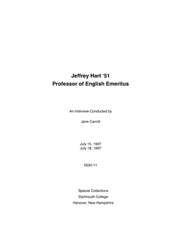 Jeffrey Hart ʻ51 Professor of English Emeritus