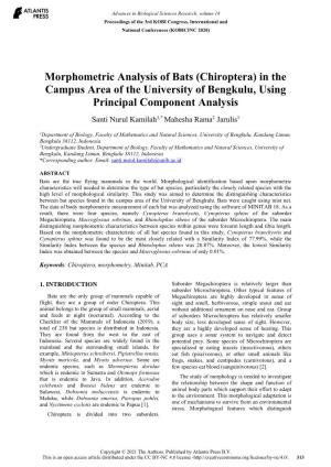 Morphometric Analysis of Bats (Chiroptera) in the Campus Area Of