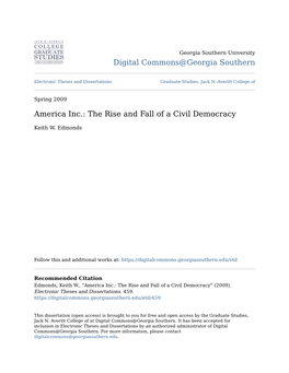 America Inc.: the Rise and Fall of a Civil Democracy
