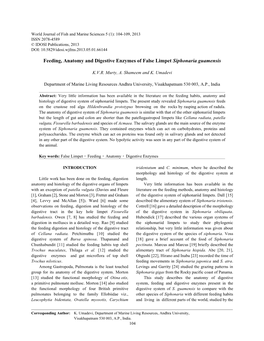 Feeding, Anatomy and Digestive Enzymes of False Limpet Siphonaria Guamensis