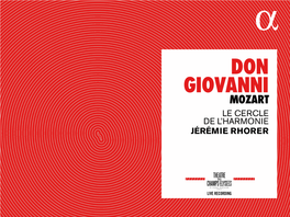 DON GIOVANNI Mozart Le Cercle De L’Harmonie Jérémie Rhorer Menu Tracklist