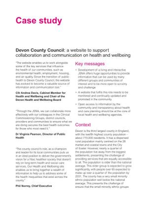 Devon County Council: a Website to Support Collaboration and Communication on Health and Wellbeing
