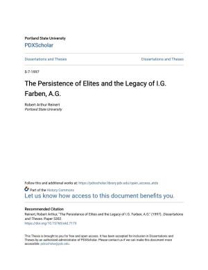 The Persistence of Elites and the Legacy of I.G. Farben, A.G