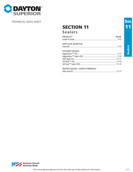 SECTION 11 11 Sealers PRODUCT PAGE Guide to Seals