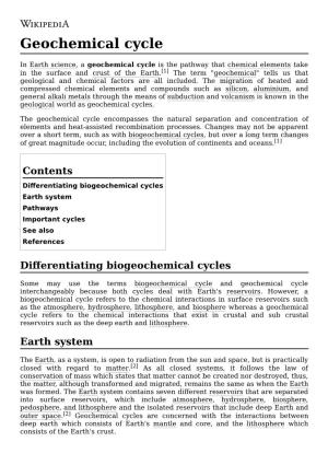 Geochemical Cycle
