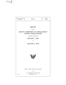 Report Select Committee on Intelligence United States Senate January 4, 2007 January 2, 2009