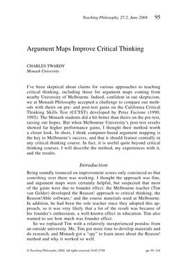 Argument Maps Improve Critical Thinking