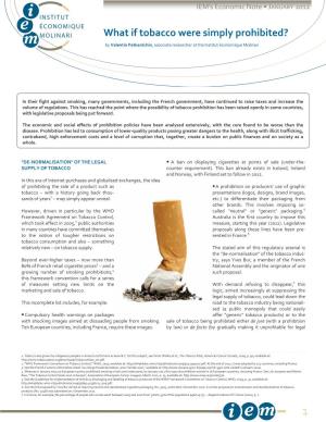 What If Tobacco Were Simply Prohibited? by Valentin Petkantchin, Associate Researcher at the Institut Économique Molinari