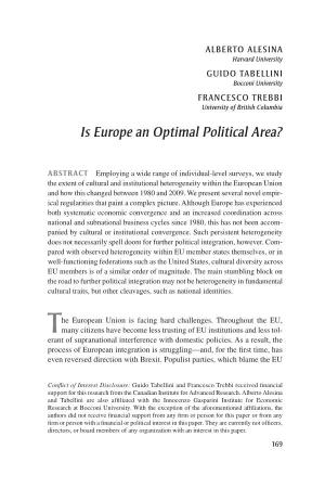 Is Europe an Optimal Political Area?