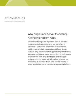 Whitepaper Why Nagios and Server Monitoring Are Failing Modern Apps