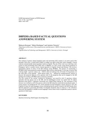 Dbpedia Based Factual Questions Answering System