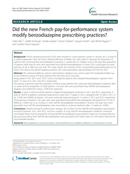 Did the New French Pay-For-Performance System Modify