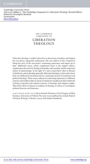 Liberation Theology: Second Edition Edited by Christopher Rowland Frontmatter More Information
