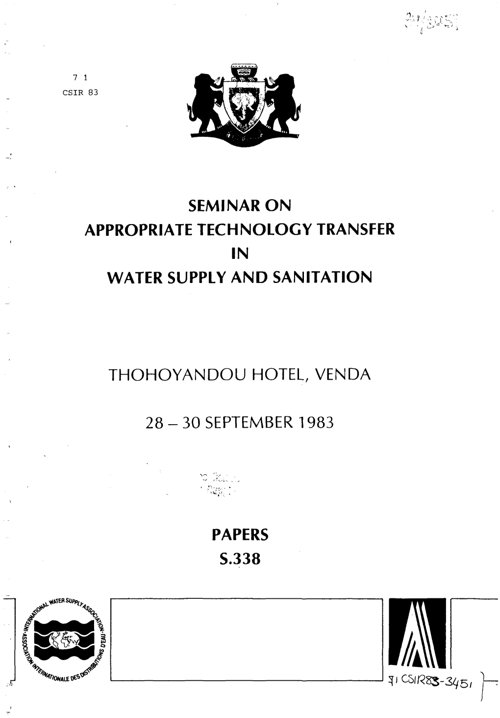 Seminar on Appropriate Technology Transfer in Water Supply and Sanitation