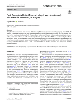 Winged Seeds from the Early Miocene of the Mecsek Mts, W Hungary