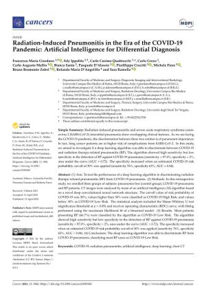 Radiation-Induced Pneumonitis in the Era of the COVID-19 Pandemic: Artiﬁcial Intelligence for Differential Diagnosis