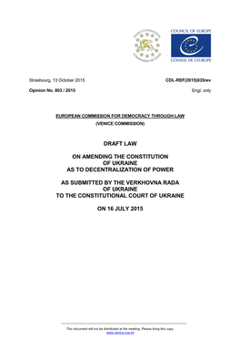 Draft Law on Amending the Constitution of Ukraine As