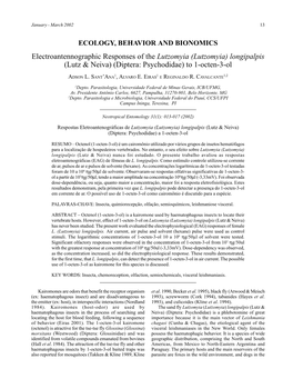 (Lutzomyia) Longipalpis (Lutz & Neiva) (Diptera: Psychodidae) to 1-Octen-3-Ol