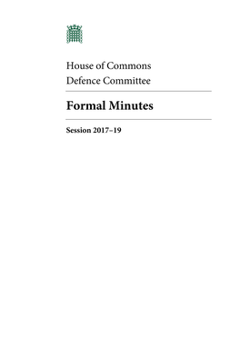 Defence Committee Formal Minutes Session 2017–19