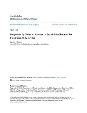 Responses by Christian Scholars to Extra-Biblical Data on the Flood from 1500 to 1860