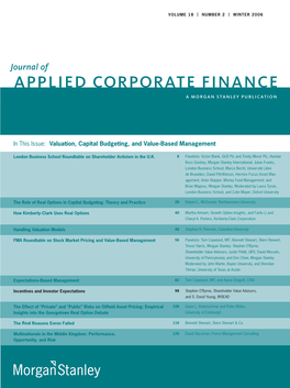 Journal of APPLIED CORPORATE FINANCE a MORGAN STANLEY PUBLICATION