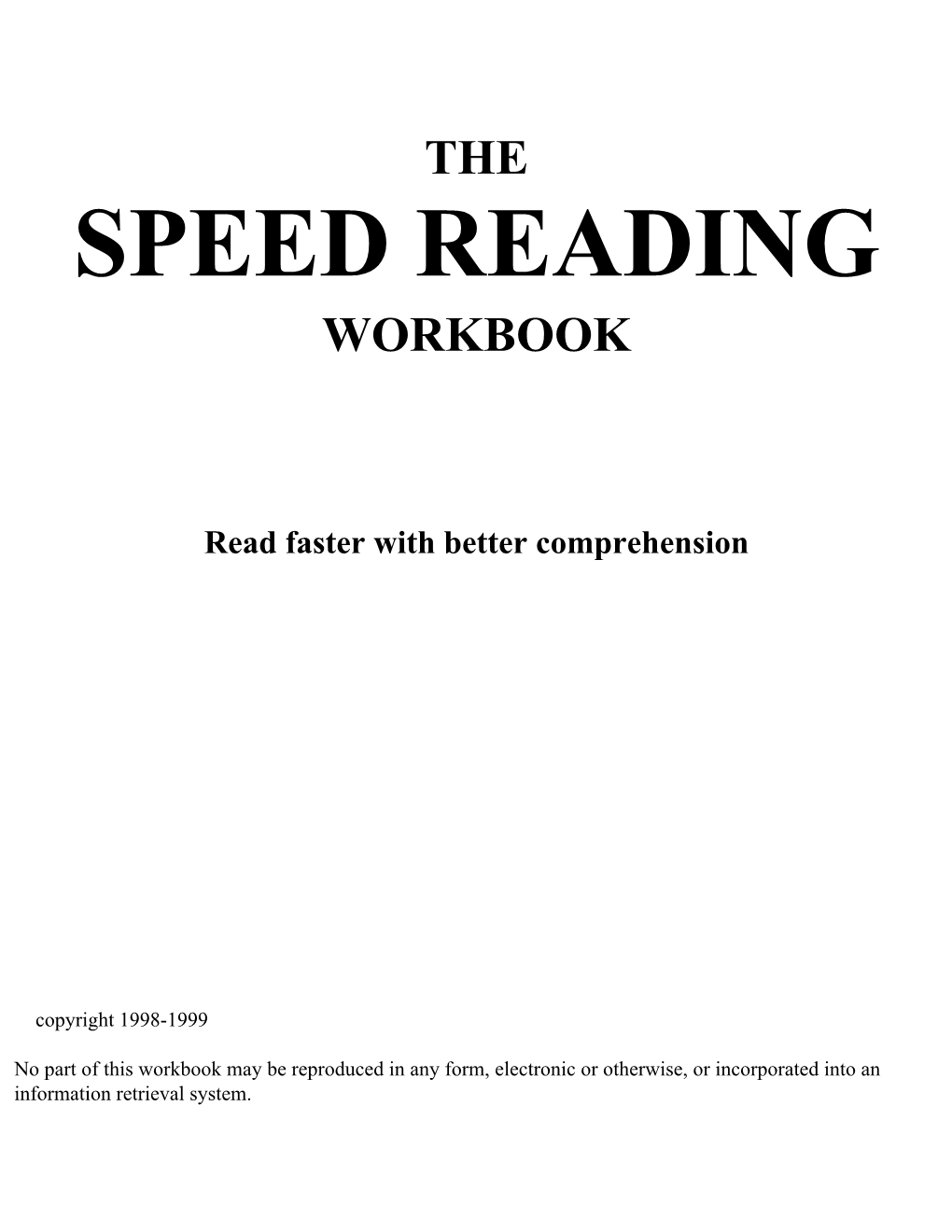 Speed Reading Workbook