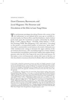 The Structure and Circulation of the Elite in Late-Tang China