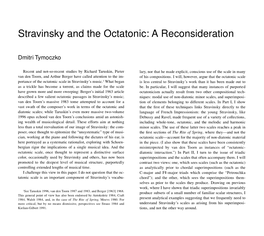 Stravinsky and the Octatonic: a Reconsideration