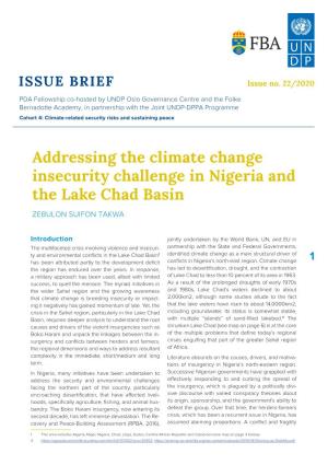 Addressing the Climate Change Insecurity Challenge in Nigeria and the Lake Chad Basin ZEBULON SUIFON TAKWA