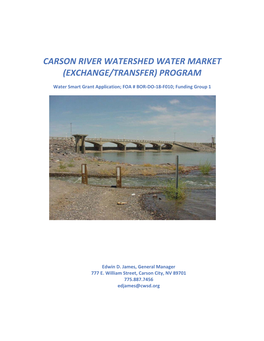 Carson River Watershed Water Market (Exchange/Transfer) Program