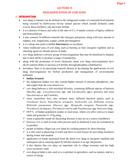 Lecture-8 Biogasification of Cow Dung Page-1