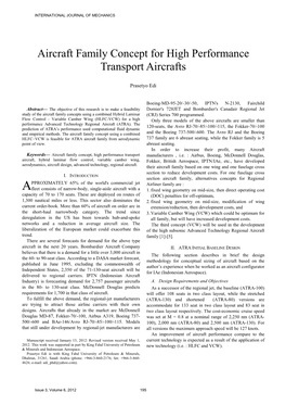 Aircraft Family Concept for High Performance Transport Aircrafts