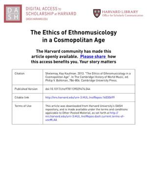 The Ethics of Ethnomusicology in a Cosmopolitan Age