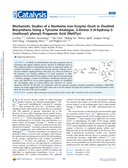 Mechanistic Studies of a Nonheme Iron Enzyme Ovoa in Ovothiol