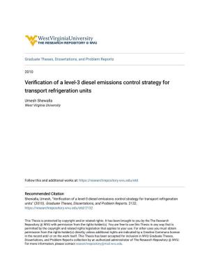 Verification of a Level-3 Diesel Emissions Control Strategy for Transport Refrigeration Units