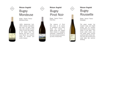 Bugey Mondeuse Bugey Pinot Noir Bugey Roussette