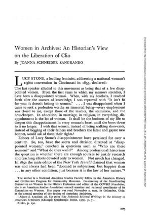 Women in Archives: an Historian's View on the Liberation of Clio by JOANNA SCHNEIDER ZANGRANDO