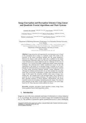 Image Encryption and Decryption Schemes Using Linear and Quadratic Fractal Algorithms and Their Systems