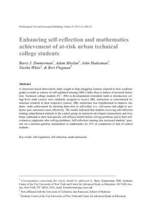 Enhancing Self-Reflection and Mathematics Achievement of At-Risk Urban Technical College Students