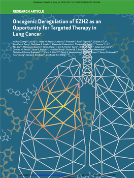 Oncogenic Deregulation of EZH2 As an Opportunity for Targeted Therapy in Lung Cancer