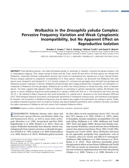Wolbachia in the Drosophila Yakuba Complex: Pervasive Frequency Variation and Weak Cytoplasmic Incompatibility, but No Apparent Effect on Reproductive Isolation