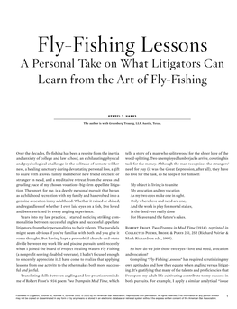 Fly-Fishing Lessons a Personal Take on What Litigators Can Learn from the Art of Fly-Fishing