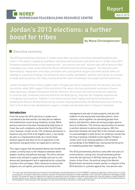Jordan's 2013 Elections: a Further Boost for Tribes