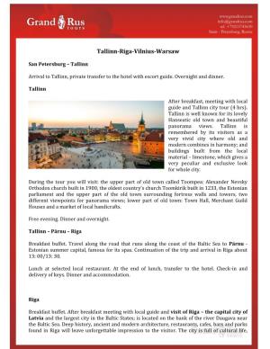 “Capitales Balticas: Tallinn-Riga-Vilnius”