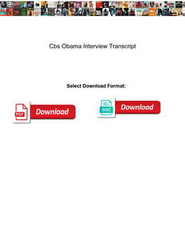 Cbs Obama Interview Transcript